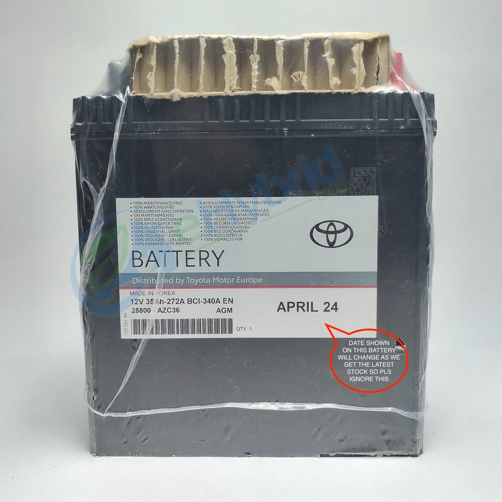 Toyota Auris Hybrid 12V Battery 35AH Genuine Auxillary Oem 28800-AZC36 S34B20L