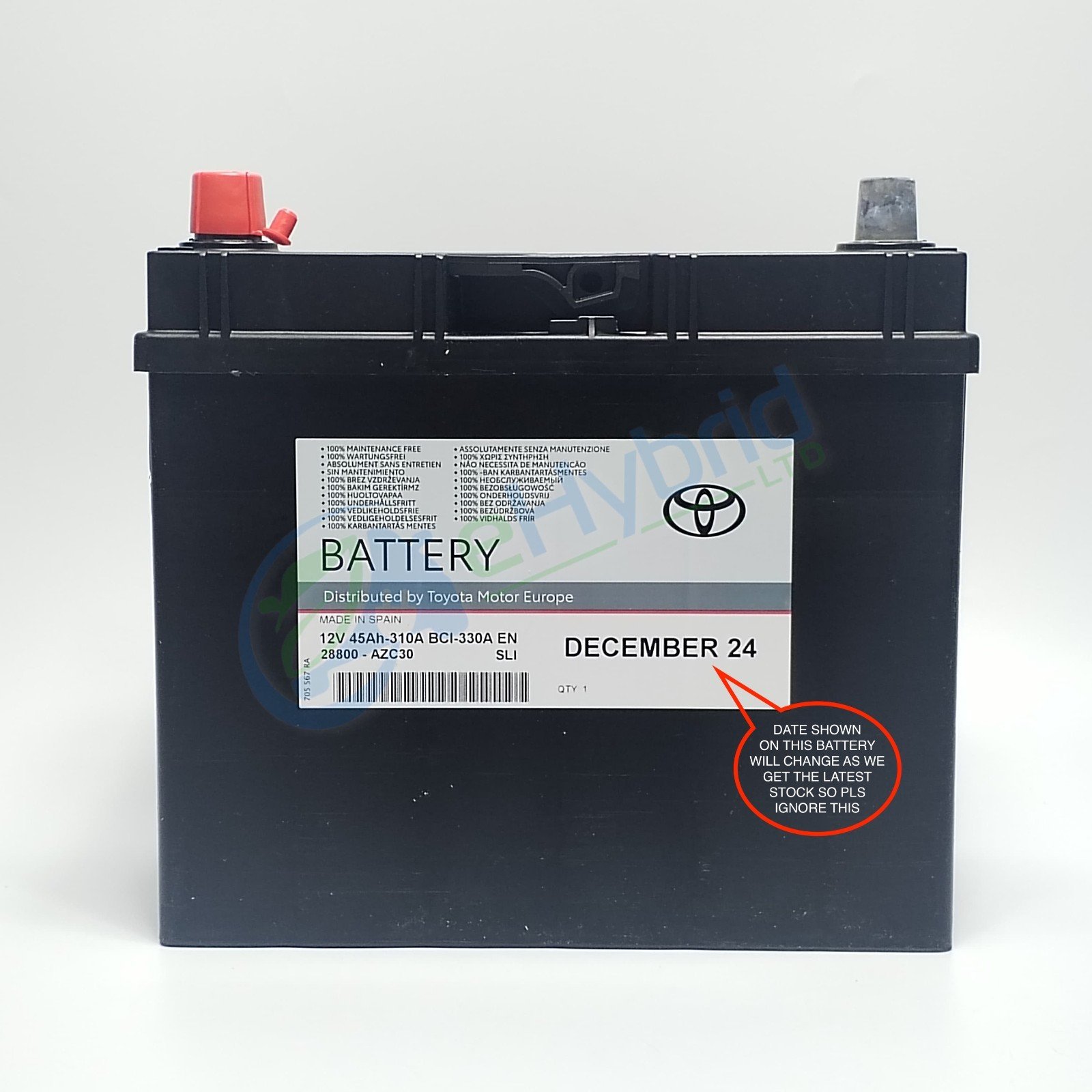 Genuine Toyota Yaris 12V Battery 45AH Auxiliary Battery 1999-05 Oem 28800-AZC30