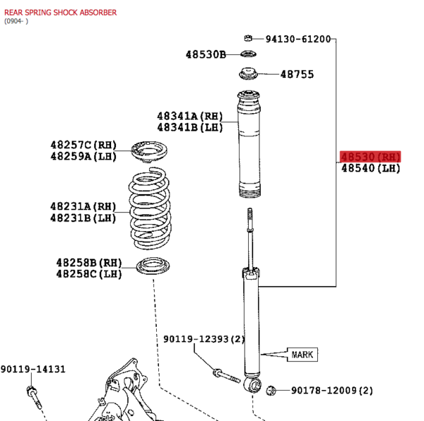 Genuine Toyota Prius Plugin Rear Shock Absorbers Left & Right 48530-80826