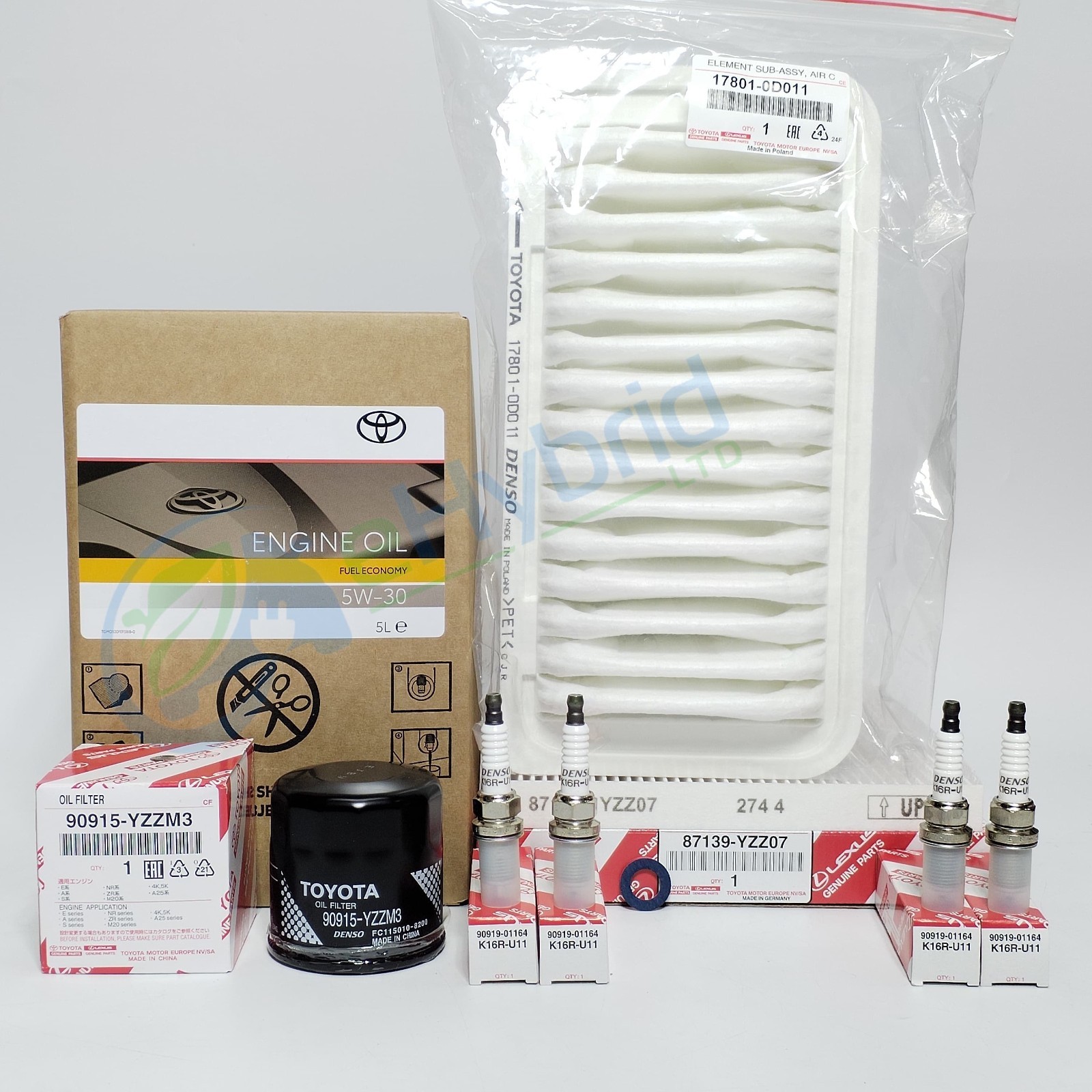 Genuine Toyota Corolla Service Kit 2004-2007 ZZE121 Spark Plugs Oil & Filters