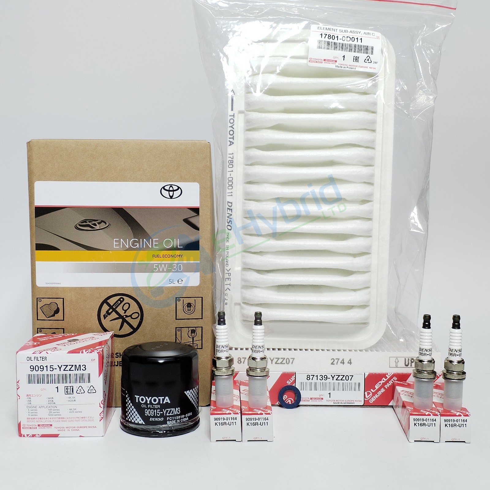 Genuine Toyota Corolla 1.6L Service Kit 2004-2007 ZZE121 5w30 Oil Plugs & Filter